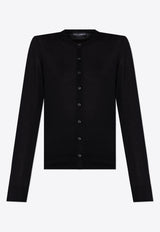 Dolce & Gabbana Cashmere and Silk Crewneck Cardigan Black FXV09T JFMEW-N0000