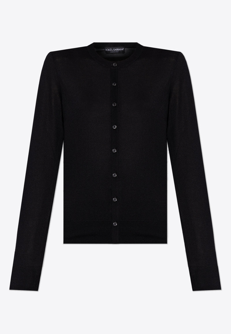 Dolce & Gabbana Cashmere and Silk Crewneck Cardigan Black FXV09T JFMEW-N0000