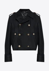 Dolce & Gabbana Short Wool Military-Style Coat Black G048PT FU28H-N0000