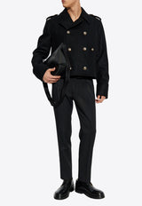 Dolce & Gabbana Short Wool Military-Style Coat Black G048PT FU28H-N0000