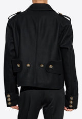 Dolce & Gabbana Short Wool Military-Style Coat Black G048PT FU28H-N0000