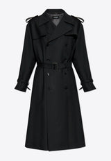 Dolce & Gabbana Double-Breasted Wool Trench Coat Black G049GT FU28P-N0000