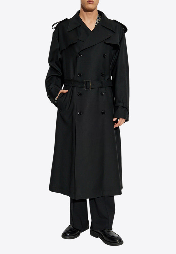 Dolce & Gabbana Double-Breasted Wool Trench Coat Black G049GT FU28P-N0000