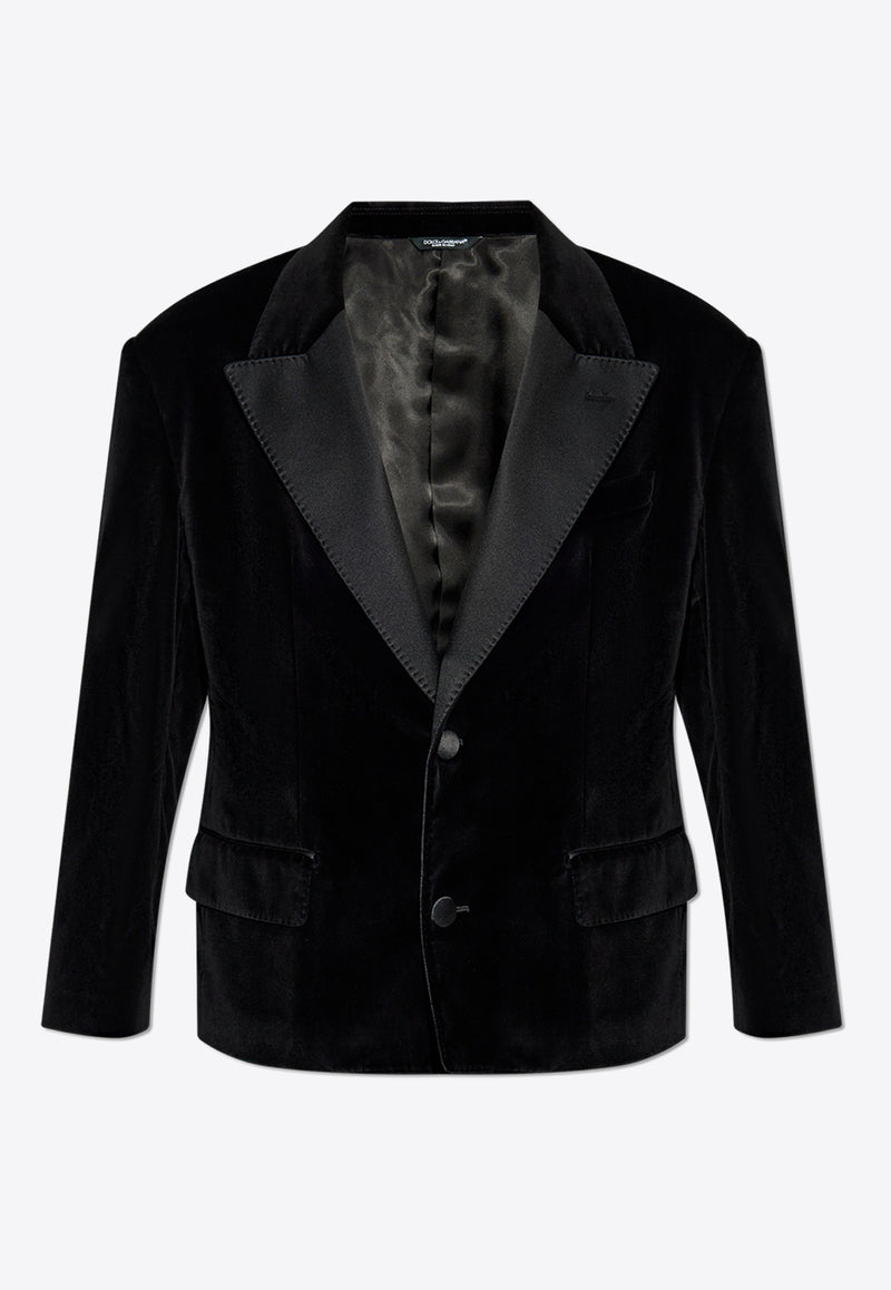 Oversized Single-Breasted Velvet Jacket