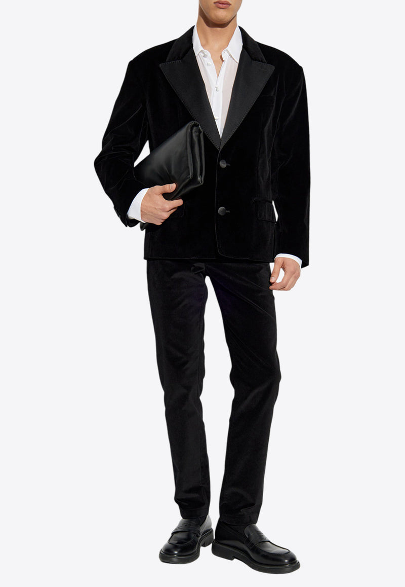 Oversized Single-Breasted Velvet Jacket