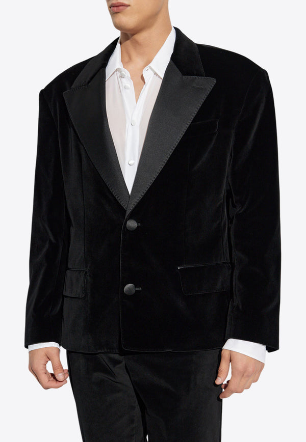 Dolce & Gabbana Oversized Single-Breasted Velvet Jacket Black G2UC2T FUWBN-N0000