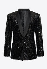 Dolce & Gabbana Single-Breasted Sequined Blazer Black G2UG2T FLSGD-N0000