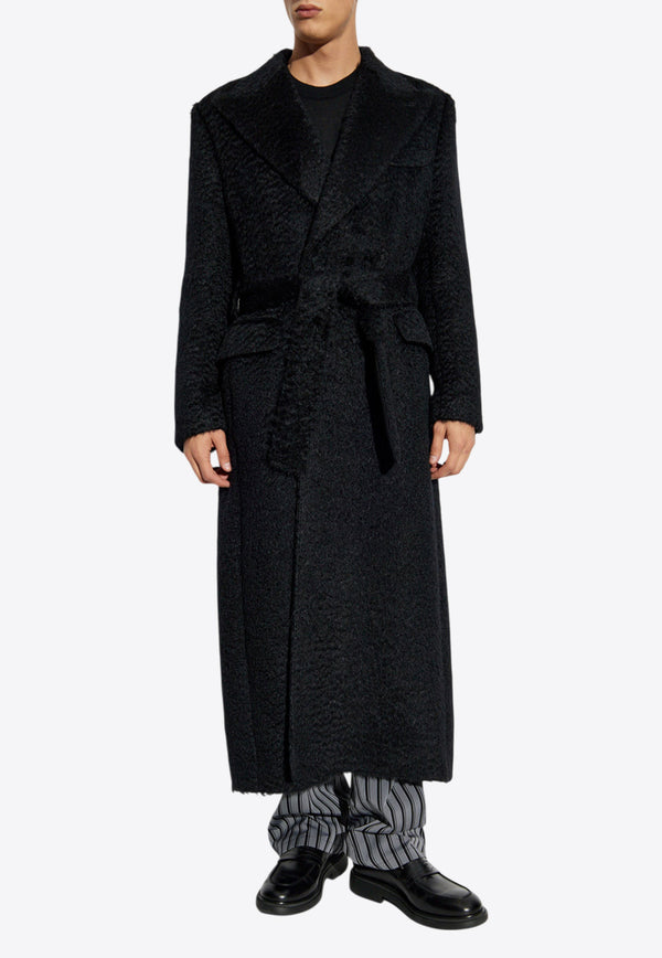 Dolce & Gabbana Belted Oversized Wool Coat Black G047RT FUZC9-N0000