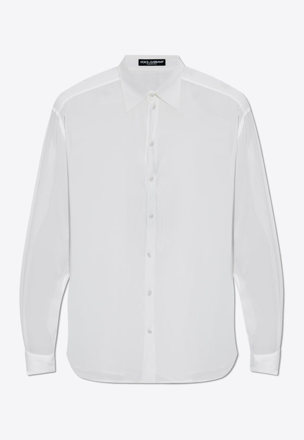 Dolce & Gabbana Silk Georgette Long-Sleeved Shirt White G5MG9T FU1AR-W0800