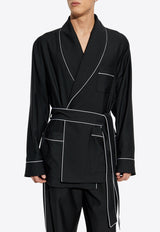 Dolce & Gabbana Shawl-Lapels Wool Robe with Piping Black G2TQ4T FU2SB-N0000