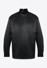 Dolce & Gabbana Loose Silk Turtleneck Shirt Black G8SD9T FU1NU-N0000