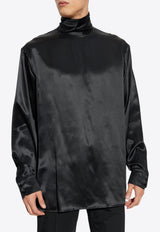 Dolce & Gabbana Loose Silk Turtleneck Shirt Black G8SD9T FU1NU-N0000