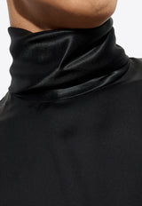 Dolce & Gabbana Loose Silk Turtleneck Shirt Black G8SD9T FU1NU-N0000