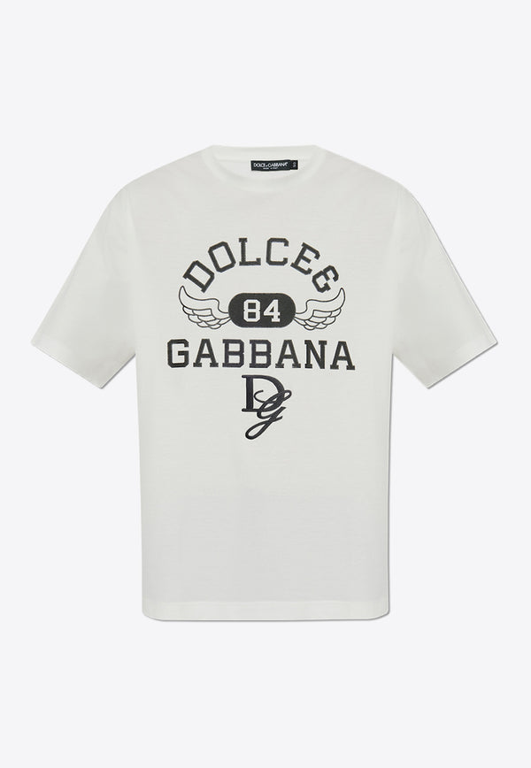 Dolce & Gabbana Front Logo-Print Crewneck T-shirt White G8PN9Z G7NSN-W0111