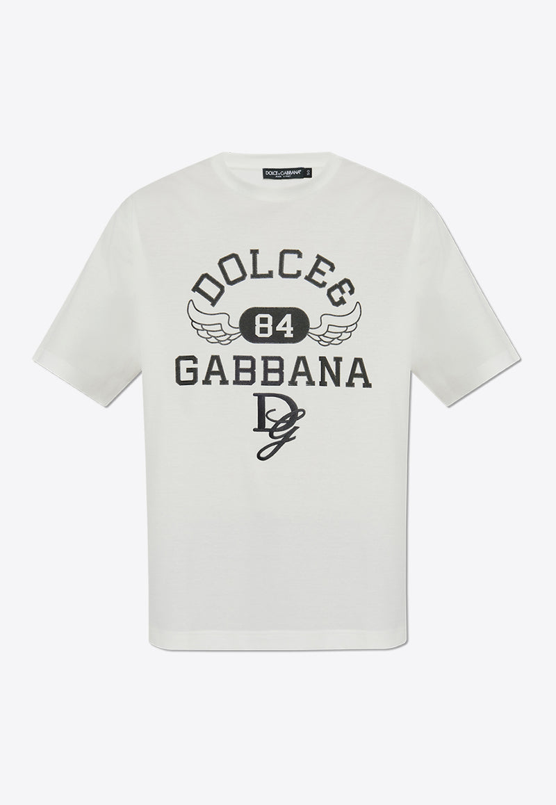 Dolce & Gabbana Front Logo-Print Crewneck T-shirt White G8PN9Z G7NSN-W0111