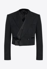 Dolce & Gabbana Double-Breasted Wool Gabardine Spencer Jacket Black G2UH6T FU21E-N0000