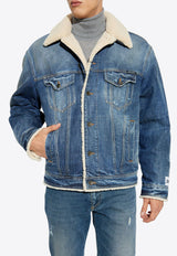 Dolce & Gabbana Logo-Label Denim and Shearling Jacket Blue G9BEJD G8LM8-S9001