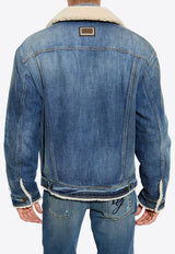 Dolce & Gabbana Logo-Label Denim and Shearling Jacket Blue G9BEJD G8LM8-S9001