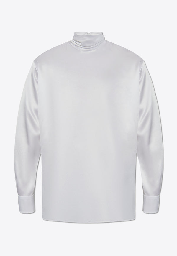 Dolce & Gabbana Loose Silk Turtleneck Shirt White G8SD9T FU1NU-W0800