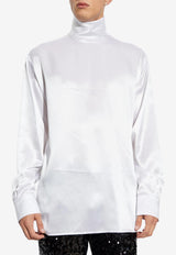 Dolce & Gabbana Loose Turtleneck Silk Shirt White G8SD9T FU1NU-W0800