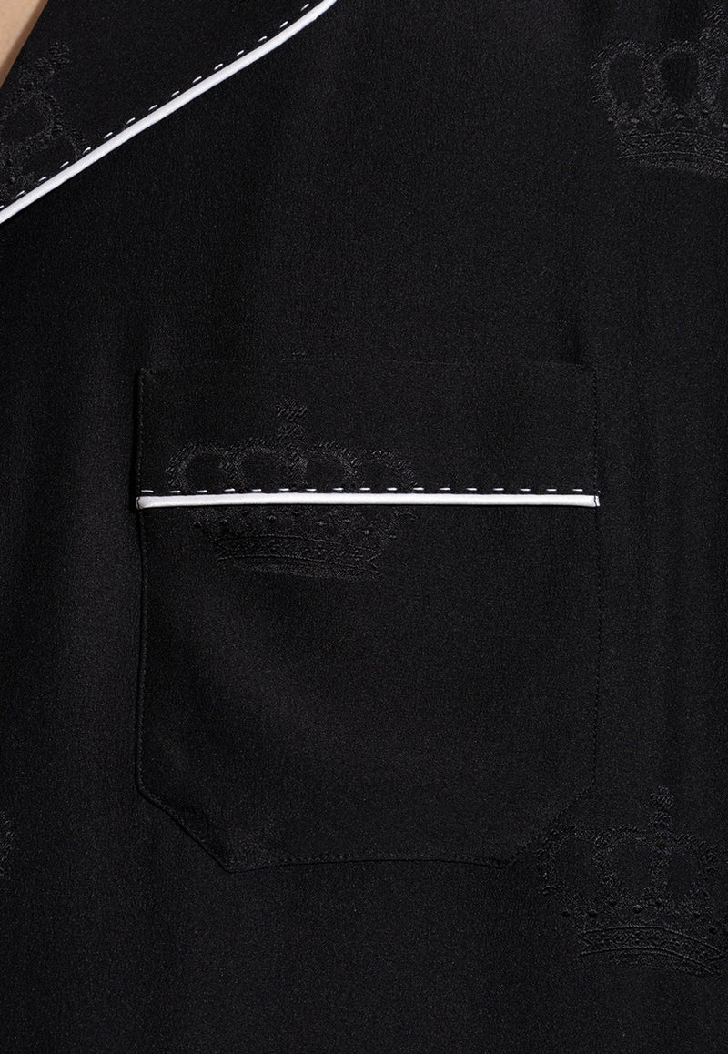 قميص بيجاما من الحرير بحواف مُغايرة