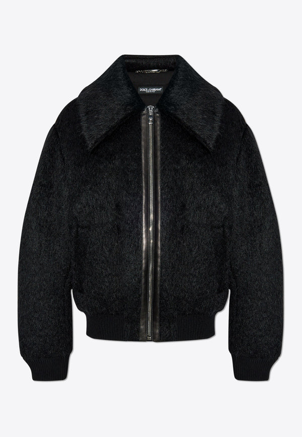 Dolce & Gabbana Mohair and Wool Bomber Jacket Black G9BGFT HUMT5-N0000