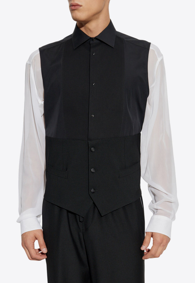 Dolce & Gabbana Sleeveless Tuxedo Waistcoat Shirt Black G5MK8T GI677-N0000