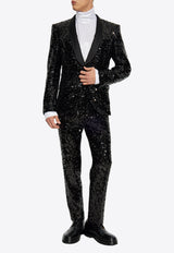 Dolce & Gabbana Classic Sequined Tuxedo Pants Black GP0F3T FLSGD-N0000