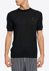 Dolce & Gabbana Chest Embroidered-Logo Cashmere T-shirt Black GXX59Z JAWXR-N0000