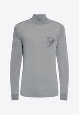 Dolce & Gabbana Embroidered-Logo Cashmere Turtleneck Sweater Grey GXW05Z JAWXR-N0038