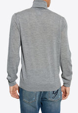 Dolce & Gabbana Embroidered-Logo Cashmere Turtleneck Sweater Grey GXW05Z JAWXR-N0038