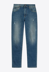 Dolce & Gabbana Back Embroidered-Logo Slim-Fit Jeans Blue GY07CZ G8LN7-S9001