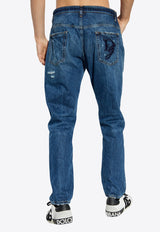 Ripped Type Straight-Leg Jeans