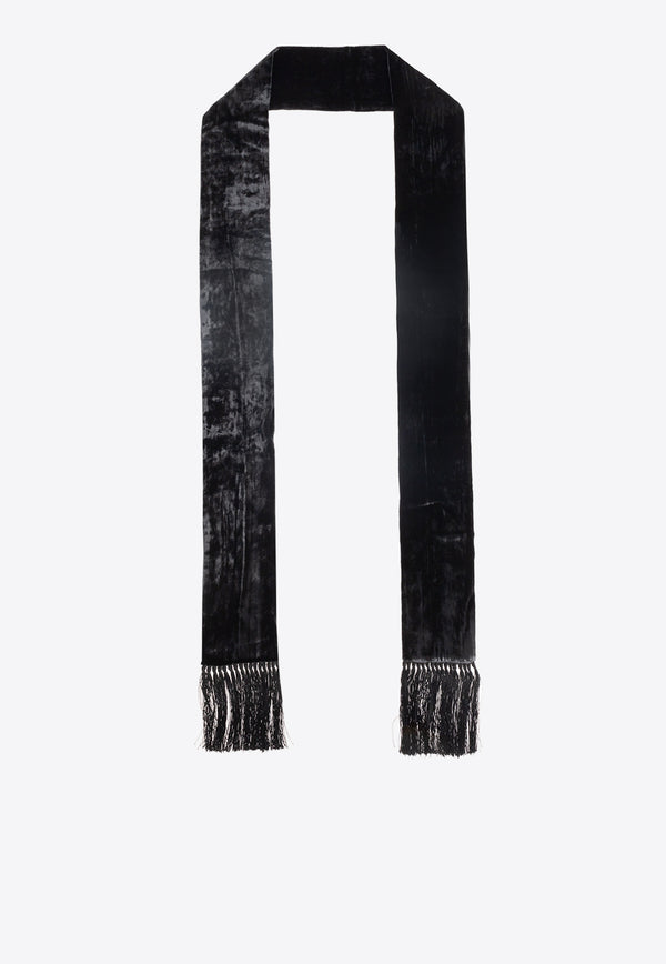 Dolce & Gabbana Fringed Velvet Scarf Black GQ345E FUVI1-N0000