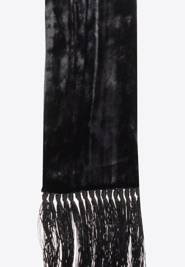 Dolce & Gabbana Fringed Velvet Scarf Black GQ345E FUVI1-N0000