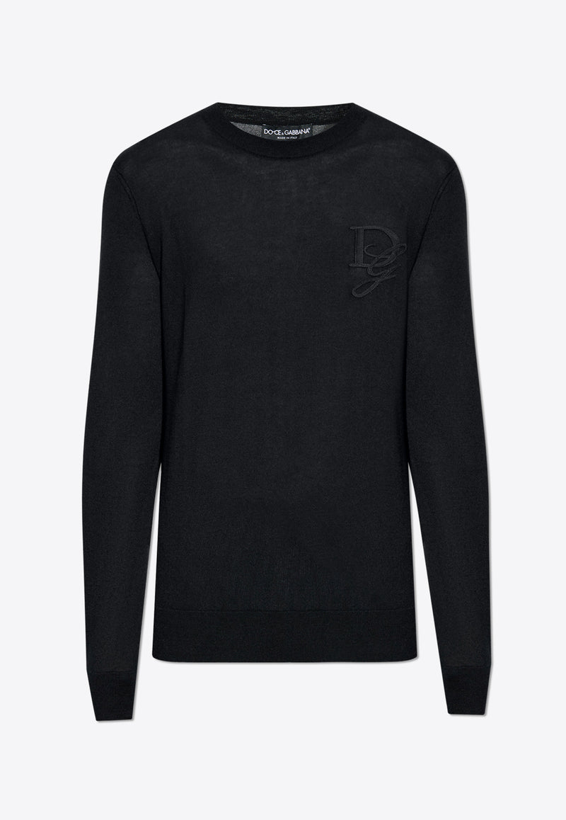 Dolce & Gabbana Logo Crewneck Cashmere Sweater Black GXX02Z JAWXR-N0000