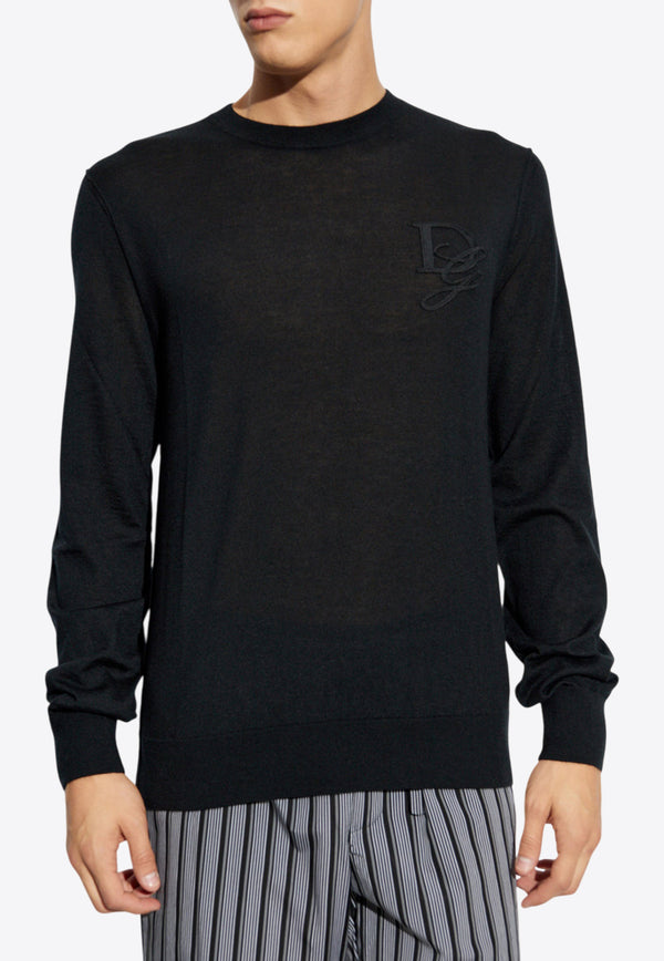 Dolce & Gabbana Logo Crewneck Cashmere Sweater Black GXX02Z JAWXR-N0000