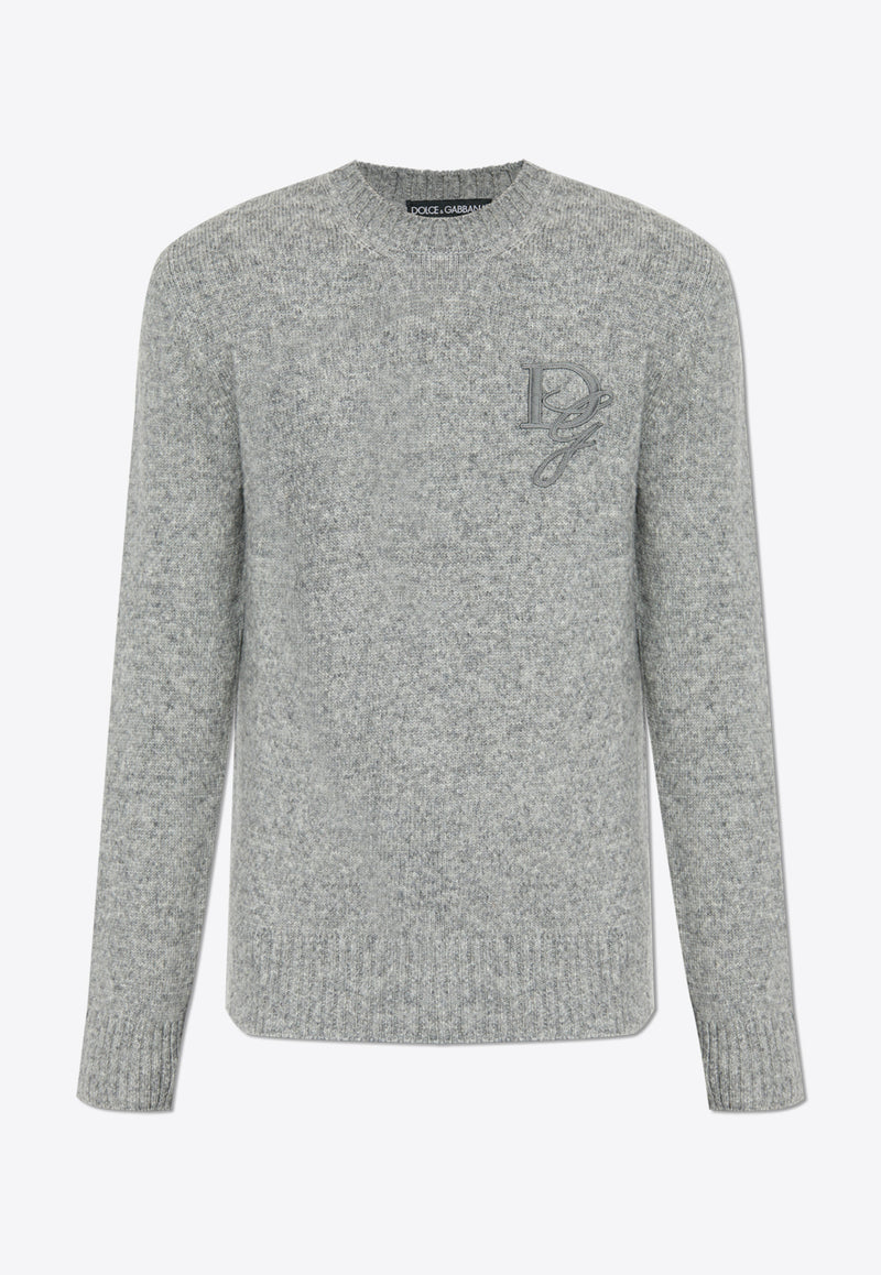 Dolce & Gabbana Logo Embroidered Crewneck Sweater Gray GXX02Z JFMIM-N0634