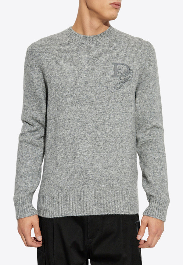 Dolce & Gabbana Logo Embroidered Crewneck Sweater Gray GXX02Z JFMIM-N0634