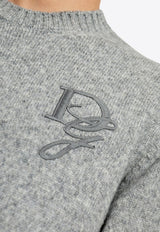 Dolce & Gabbana Logo Embroidered Crewneck Sweater Gray GXX02Z JFMIM-N0634