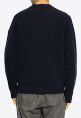Moncler Wool and Cashmere Crewneck Sweater Navy Blue J20919C00014 M4281-745