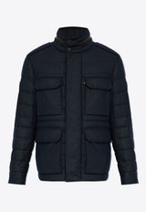 Moncler Munt Hooded Zip-Up Down Jacket Navy Blue J20911B00004 596LQ-742