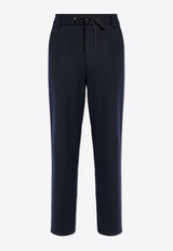 Moncler Straight Leg Wool-Blend Pants Navy Blue J20912A00033 89ARG-777