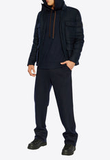 Moncler Straight Leg Wool-Blend Pants Navy Blue J20912A00033 89ARG-777