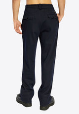 Moncler Straight Leg Wool-Blend Pants Navy Blue J20912A00033 89ARG-777