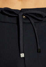 Moncler Straight Leg Wool-Blend Pants Navy Blue J20912A00033 89ARG-777