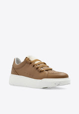 Max Mara Active Suede Lace-Up Sneakers Brown PUFFYGREEN 2424766172-002