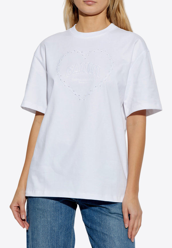 Heart-Motif Short-Sleeved T-shirt T4033 3683-151 White