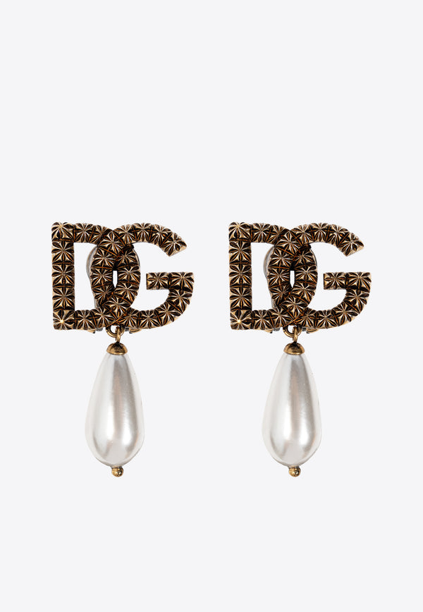 Logo Pearl-Embellished Drop Earrings Dolce & Gabbana WEQ6L1 W1111-87279