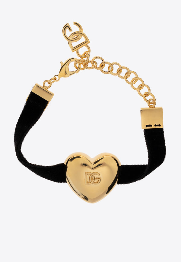 Heart-Embellished Logo Velvet Bracelet Dolce & Gabbana WBQ8S1 W1111-N0011